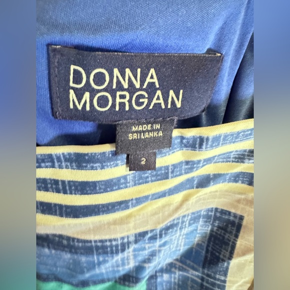 Donna Morgan Square Neck Spaghetti Strap Maxi Size 2 in Blue and Green NWT - Picture 7 of 7